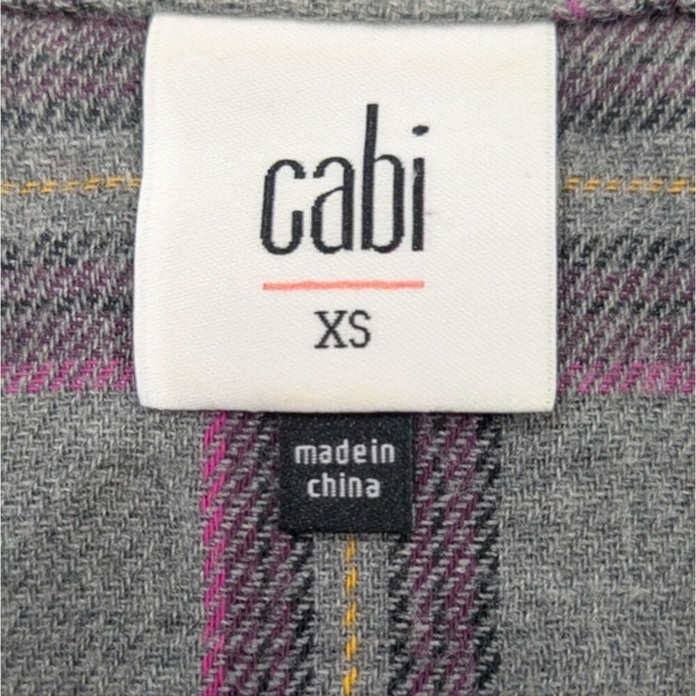 Cabi Highland Flannel Gray Purple Plaid Button Down Tunic Shirt Long Sleeve XS - Picture 8 of 10